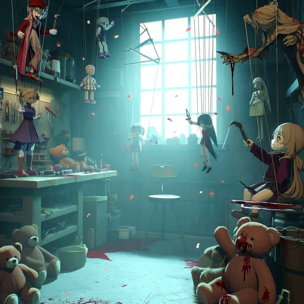 Supervillain Workshop Filled with Sinister Puppets