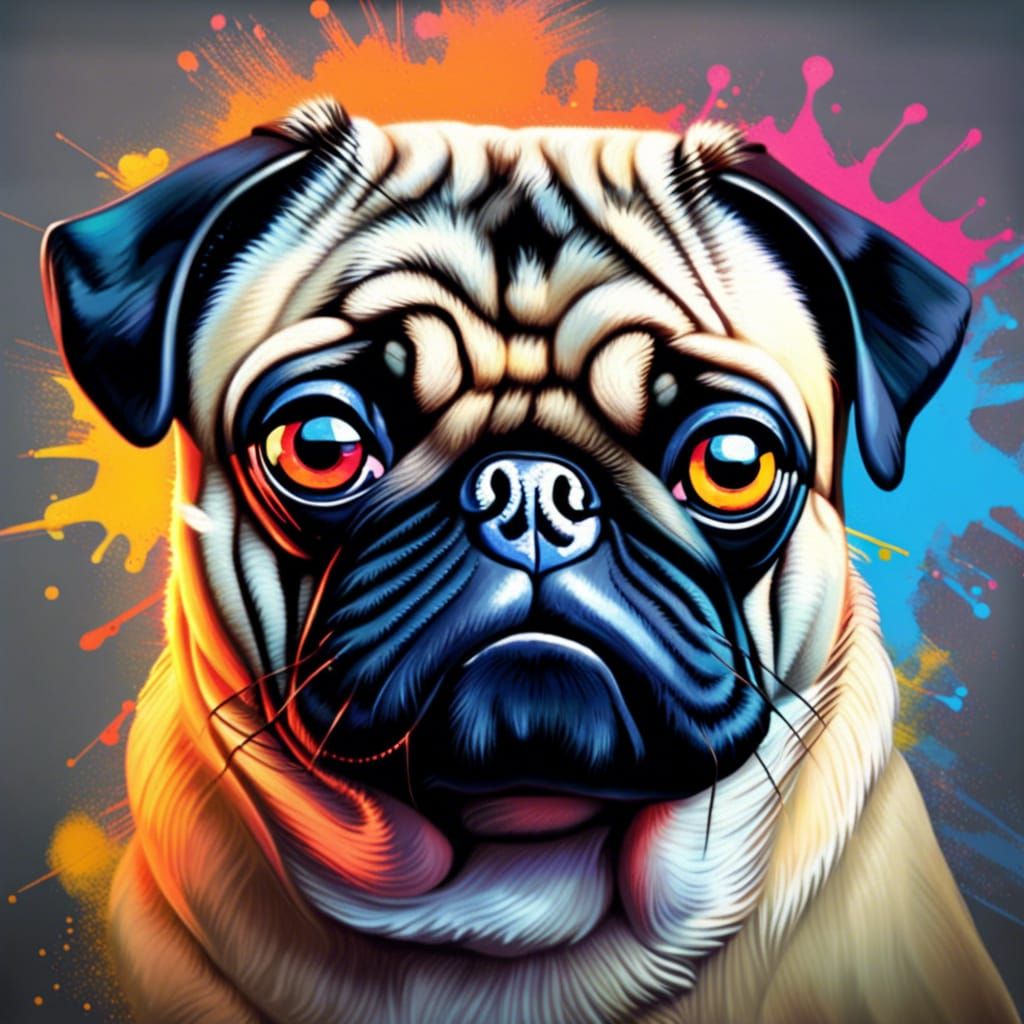 Hyperrealistic Pug in Deep Thought