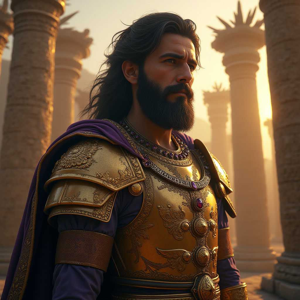 Cyrus the Great Portrait in Opulent Armor