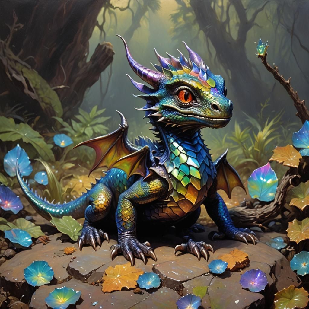 Iridescent Dragon: Holographic Chrome Scales in Fantasy Art