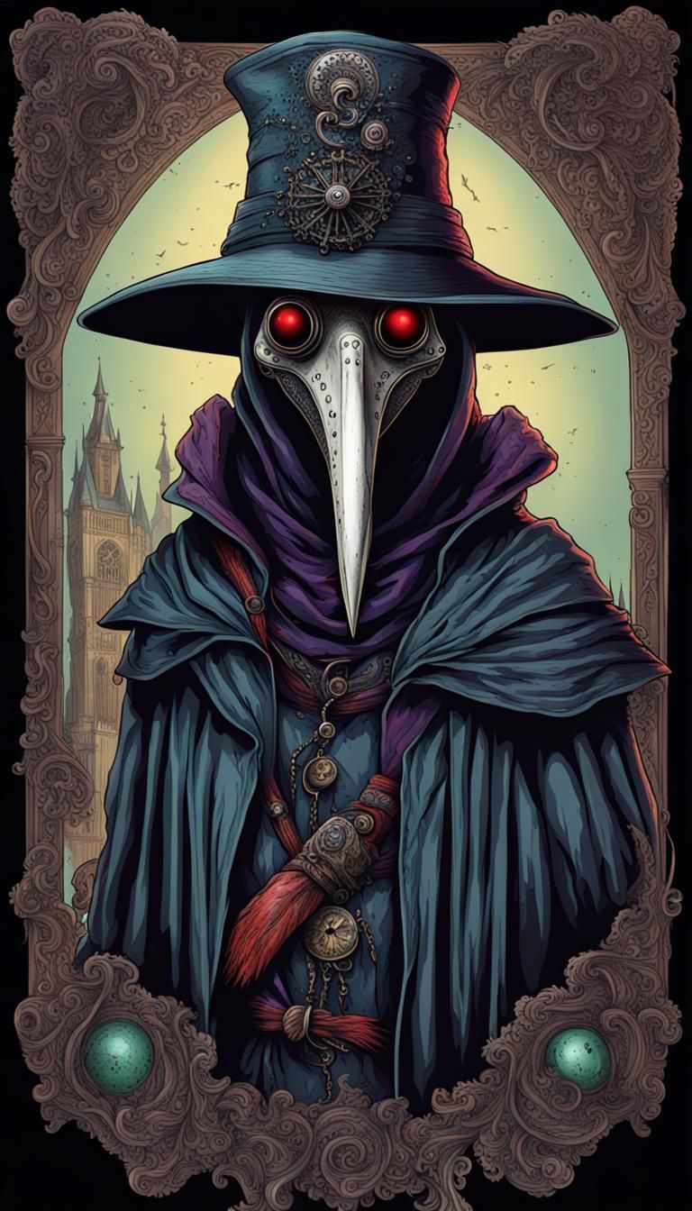Gothic Medieval Plague Doctor in Cool Colors