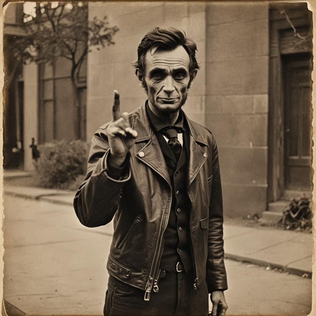 Abraham Lincoln as Skater Teen: Sepia Photo