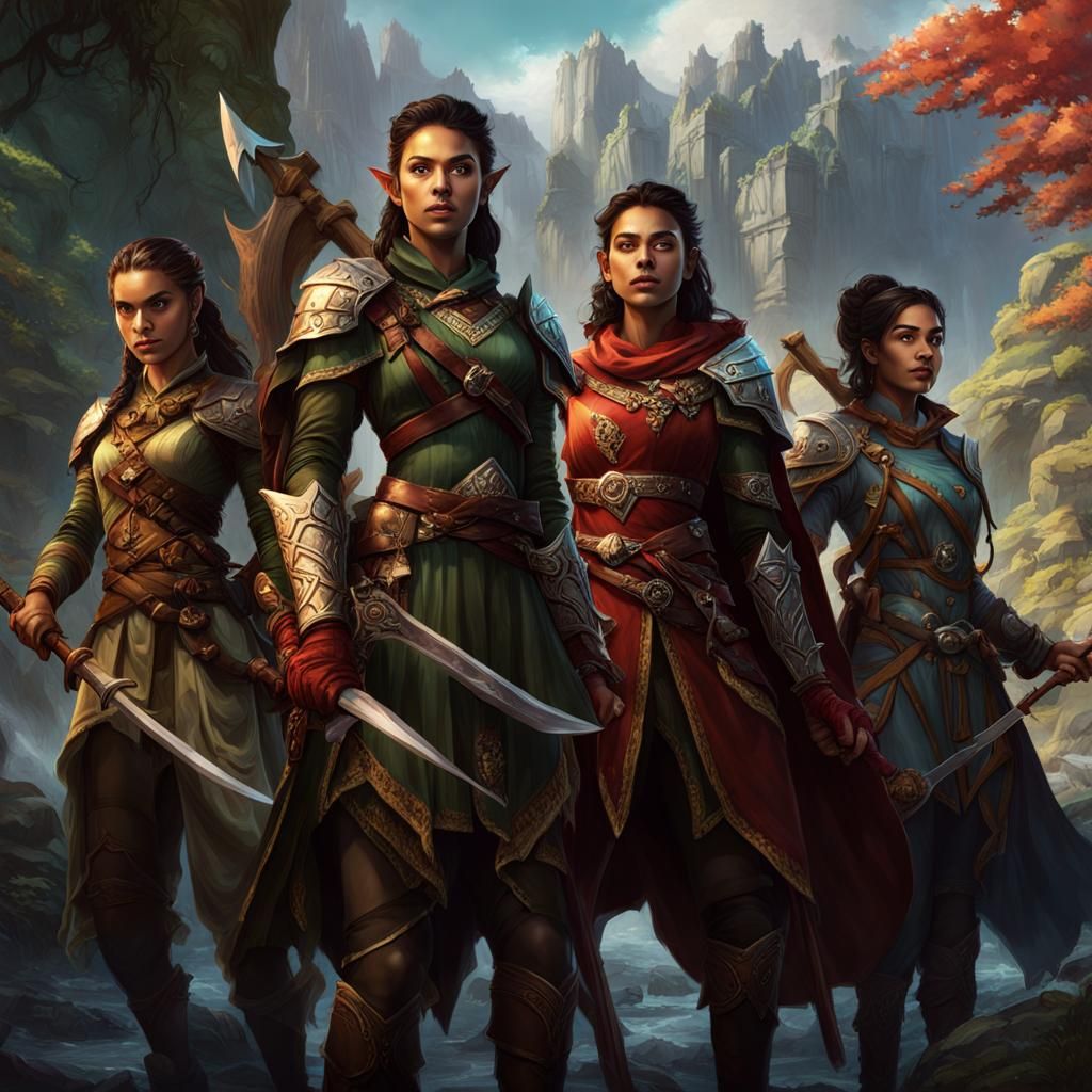 Sisters of Valor: Fantasy Adventurers in Detailed Digital Ar...