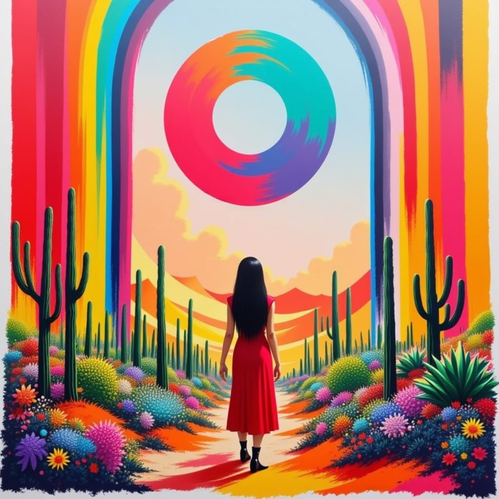 Rainbow Desert Landscape Inspired by Simon Stalenhag