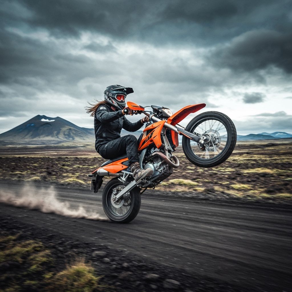 Fearless Rider Stunts on Iceland Dirt Road