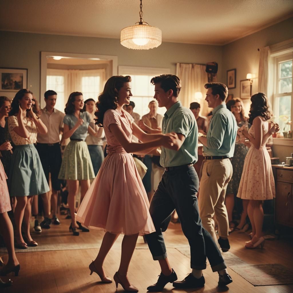 1950s Teenage Couple Dancing, Kodachrome Aesthetic
