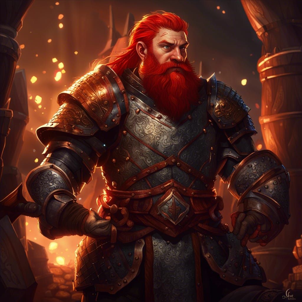 Proud Dwarf Warrior in Magnificent Armor