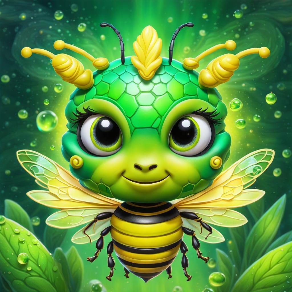 Adorable Chibi Bee in Fantasy Art Style