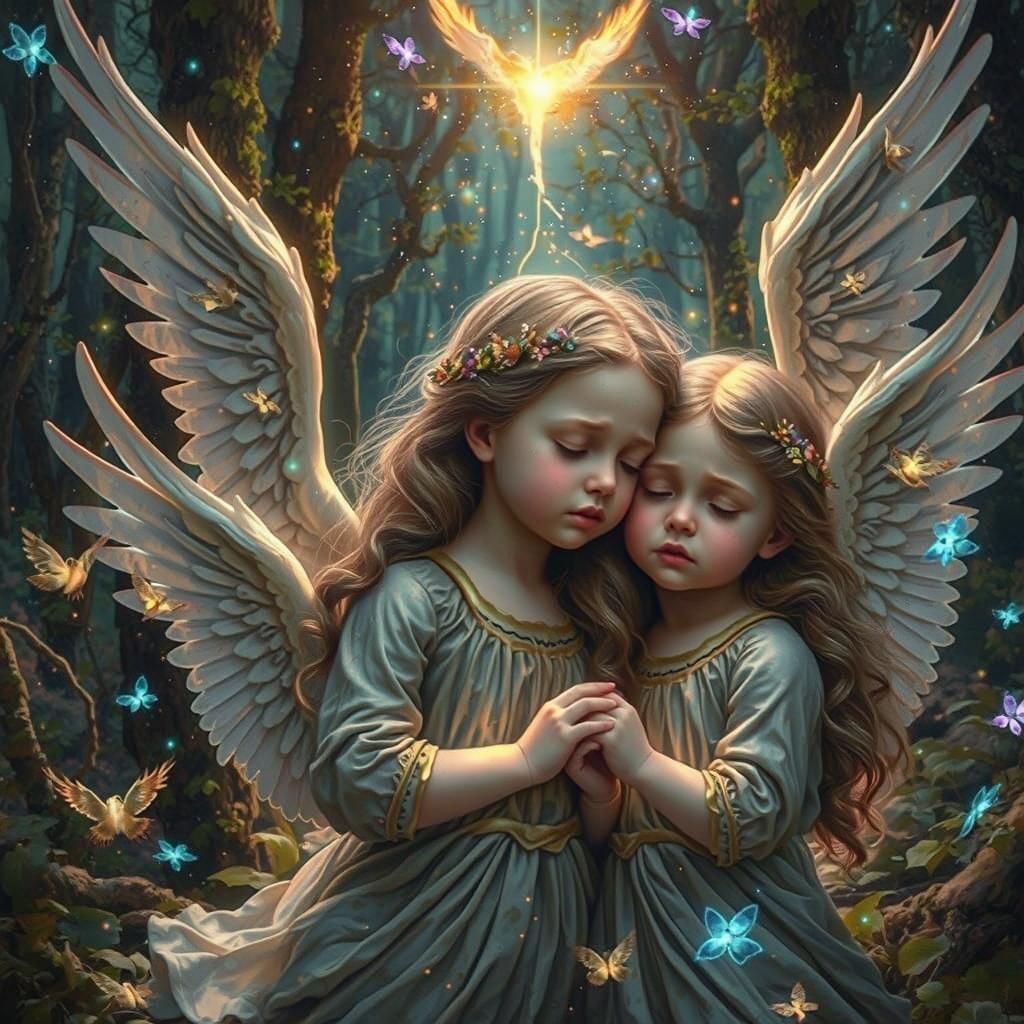 Crying Angel with Universe Inside, Hyperrealistic