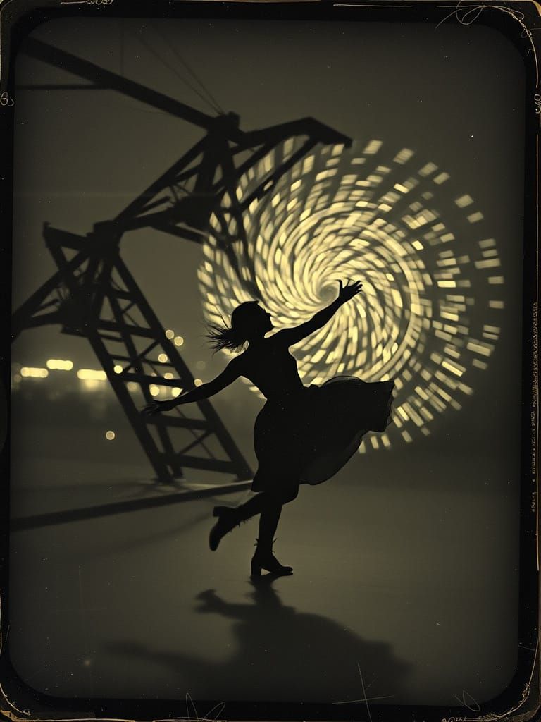 Ballet of Lights Fractography Pressed Tin Tintype Tinplate