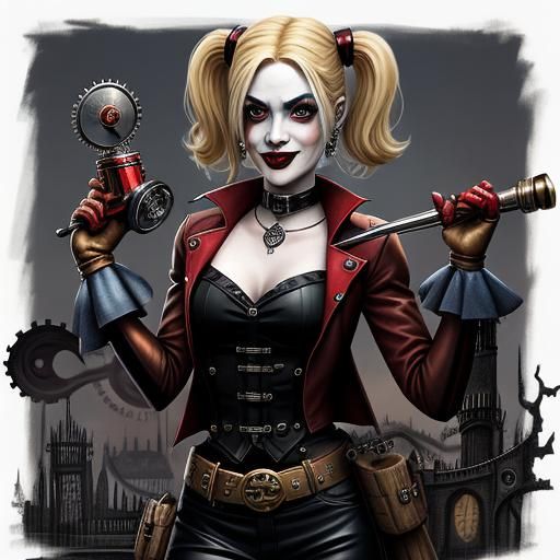 Steampunk Vampire Harley Quinn Illustration