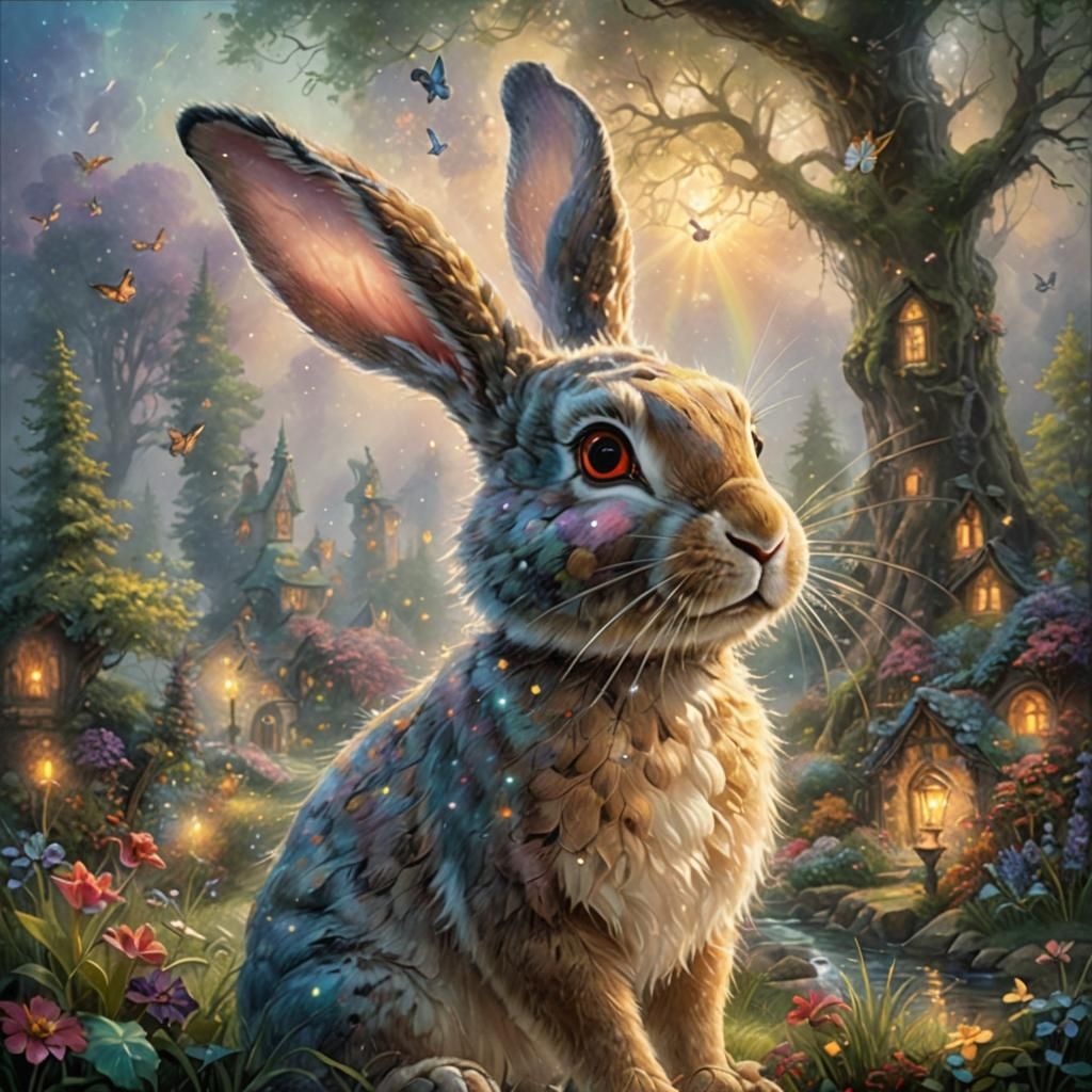 Ethereal Magical Rabbit in a Fantasy Landscape