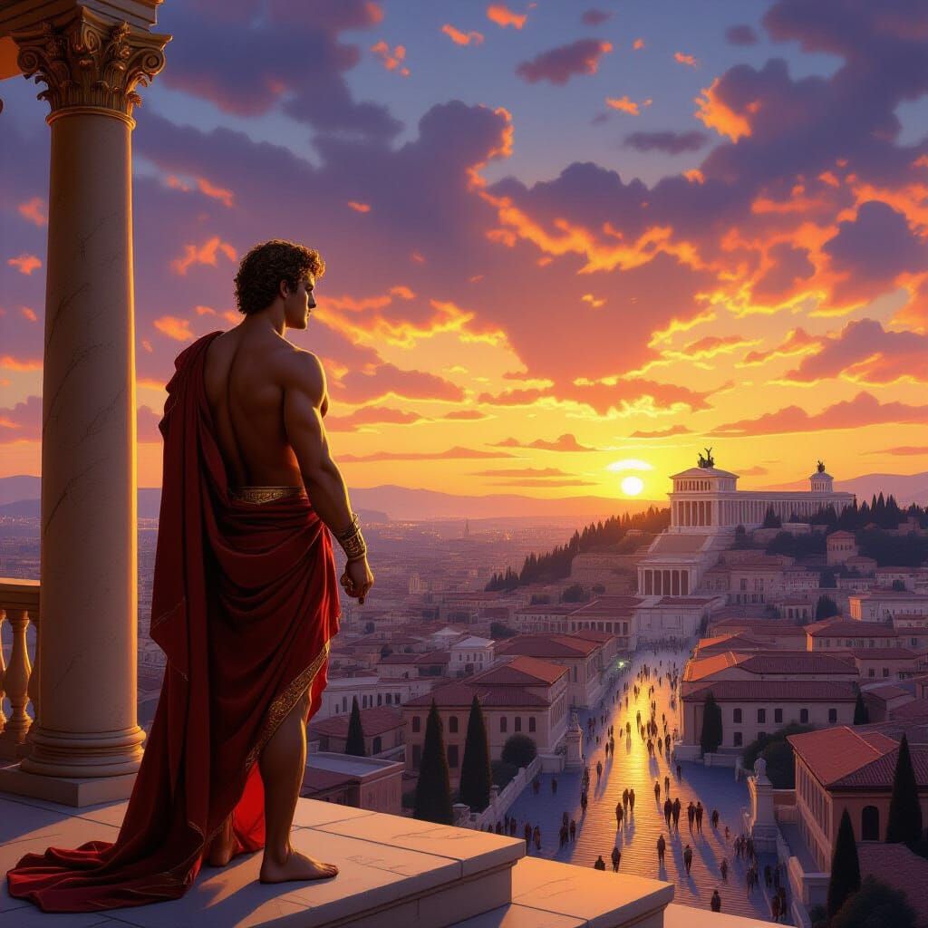 Emperor Nero Overlooking Rome in Renaissance Style