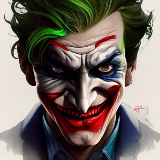 Hyperdetailed Joker Portrait in Art Nouveau Style