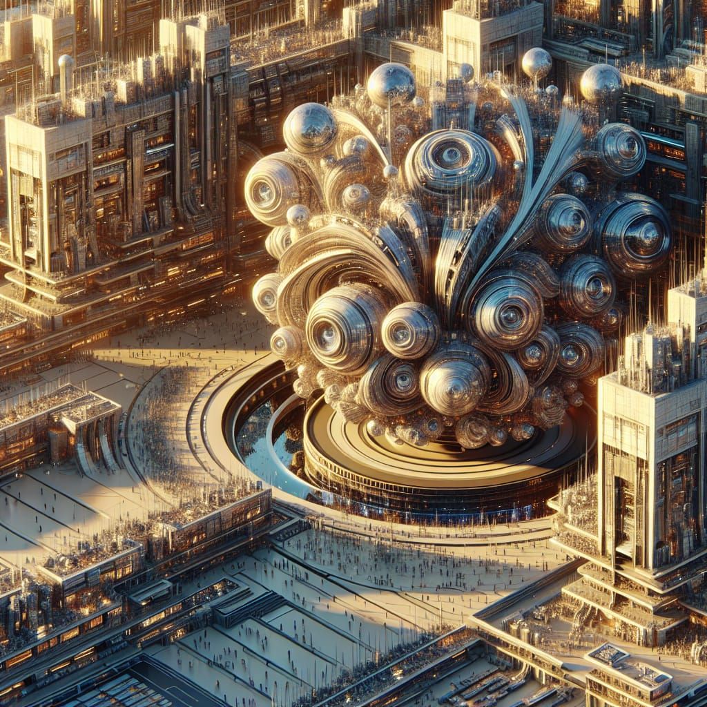 Futuristic Biomorphic City of Glass and Steel