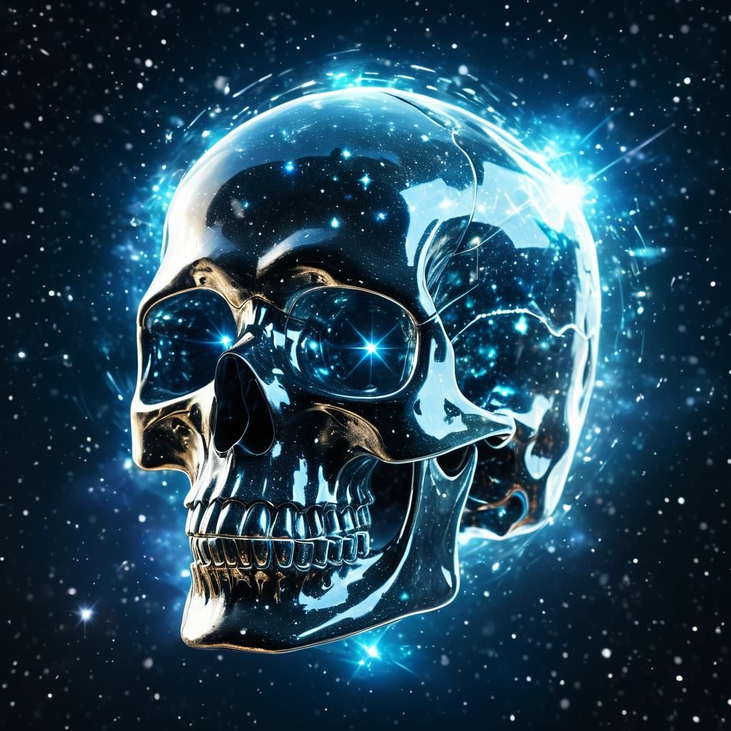 Crystal Skull Floating in Space with Energy
