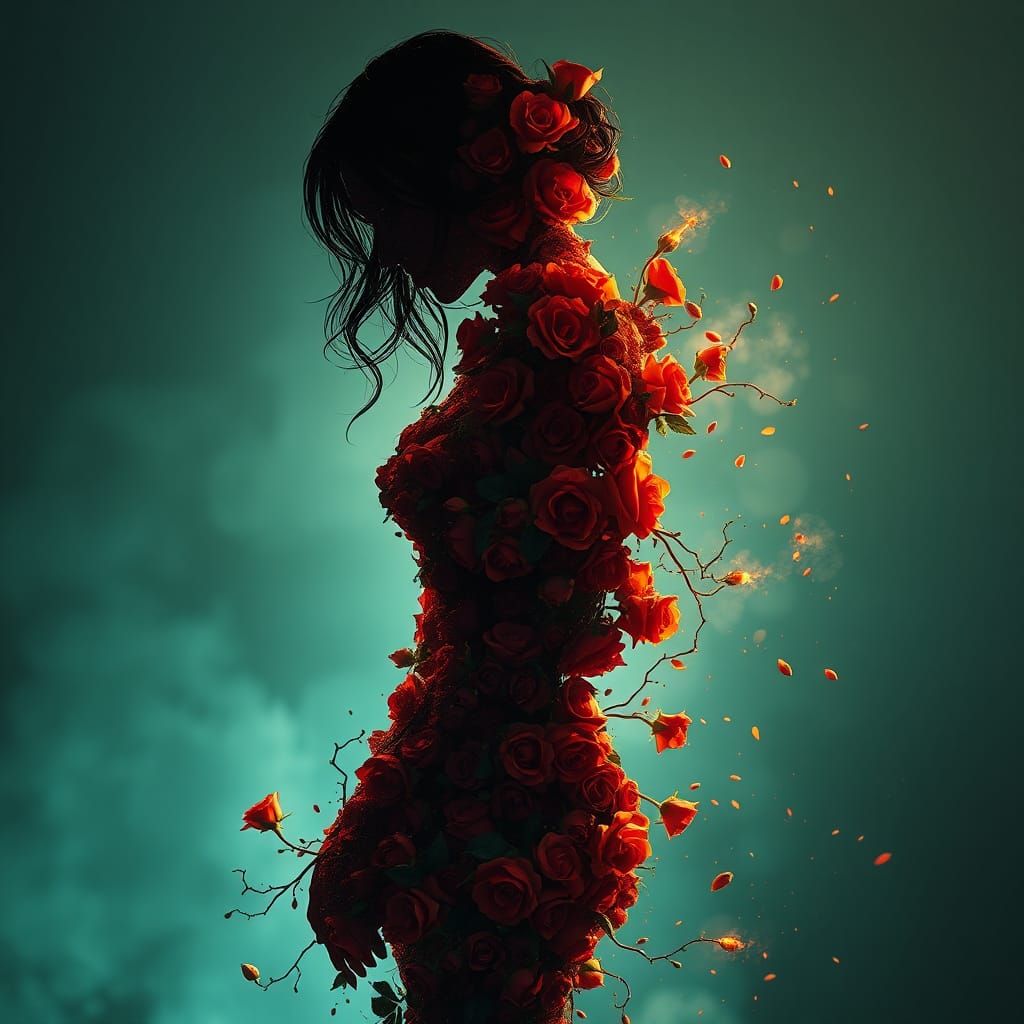 Rose Silhouette: Hyperdetailed Floral Concept Art