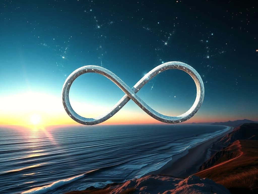Silver Infinity Symbol Glows in Clear Night Sky