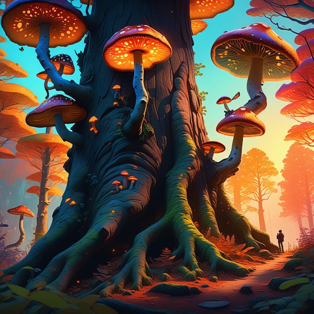 Mystical Forest Gathering in Vibrant Oil Painting
