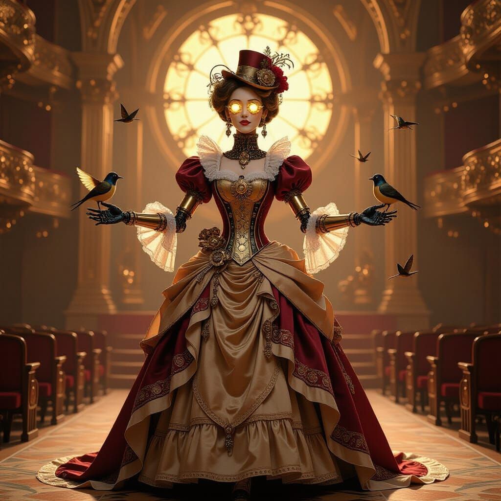 Steampunk Automaton Prima Donna in Baroque Opera House