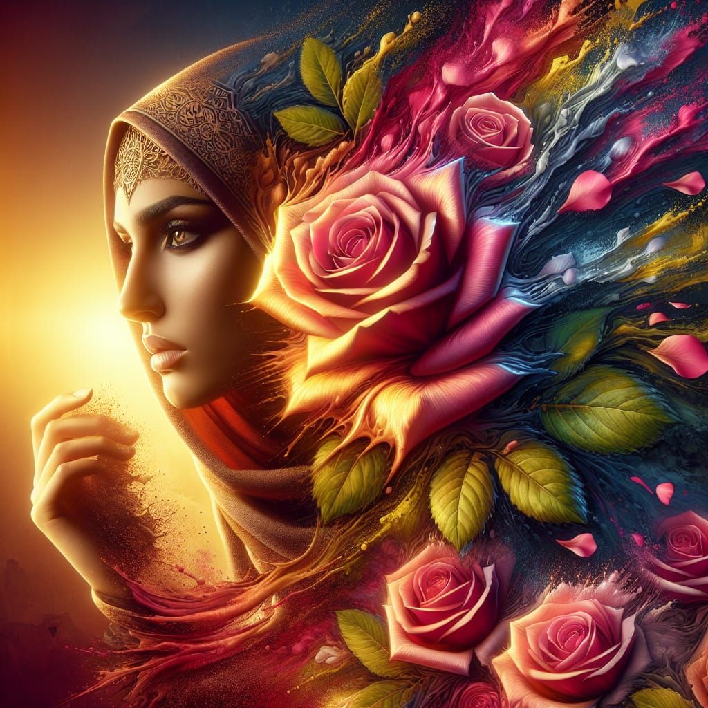Rose Petals Transform into Gorgeous Woman: Splash Art