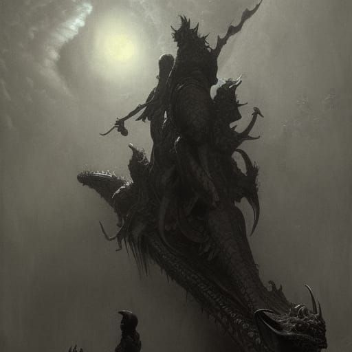 Epic Dragons in Gothic Horror Style