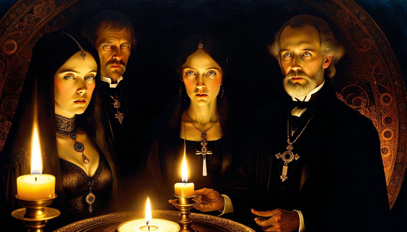 Gothic Candlelit Seance in Expressionist Style