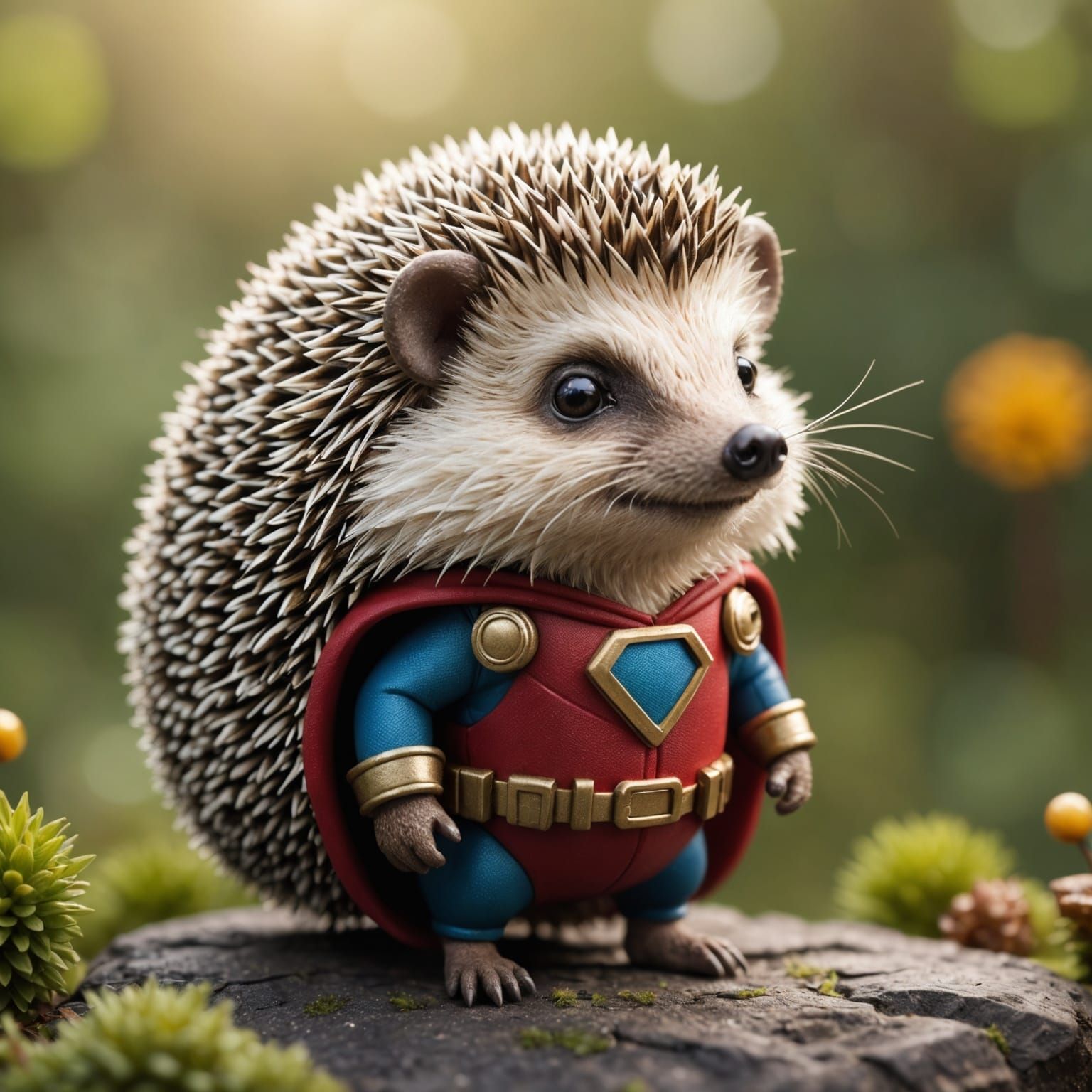 Adorable Superhero Hedgehog in Detailed Miniature