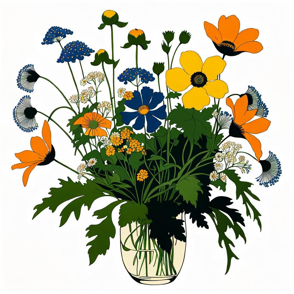Wildflowers in an Early 20th-Century Style