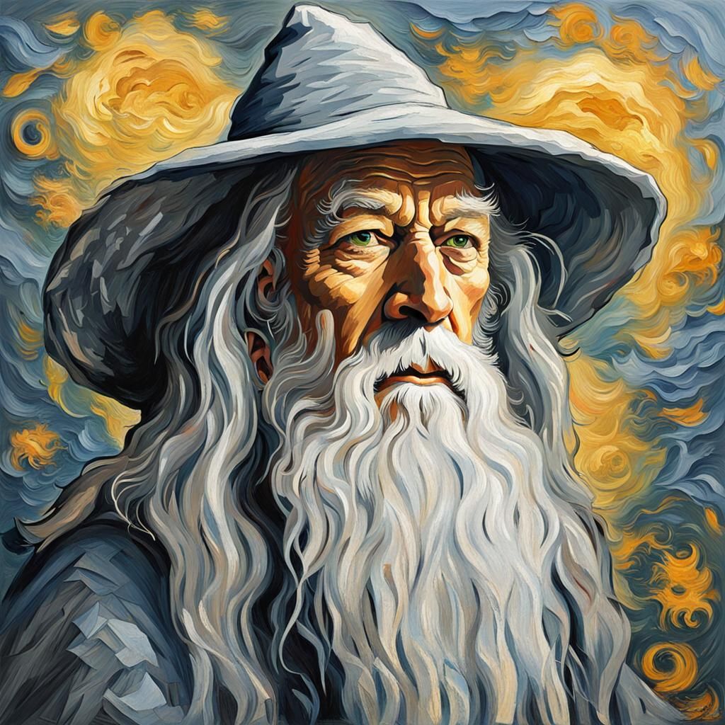 Gandalf the Grey as Impasto Painting