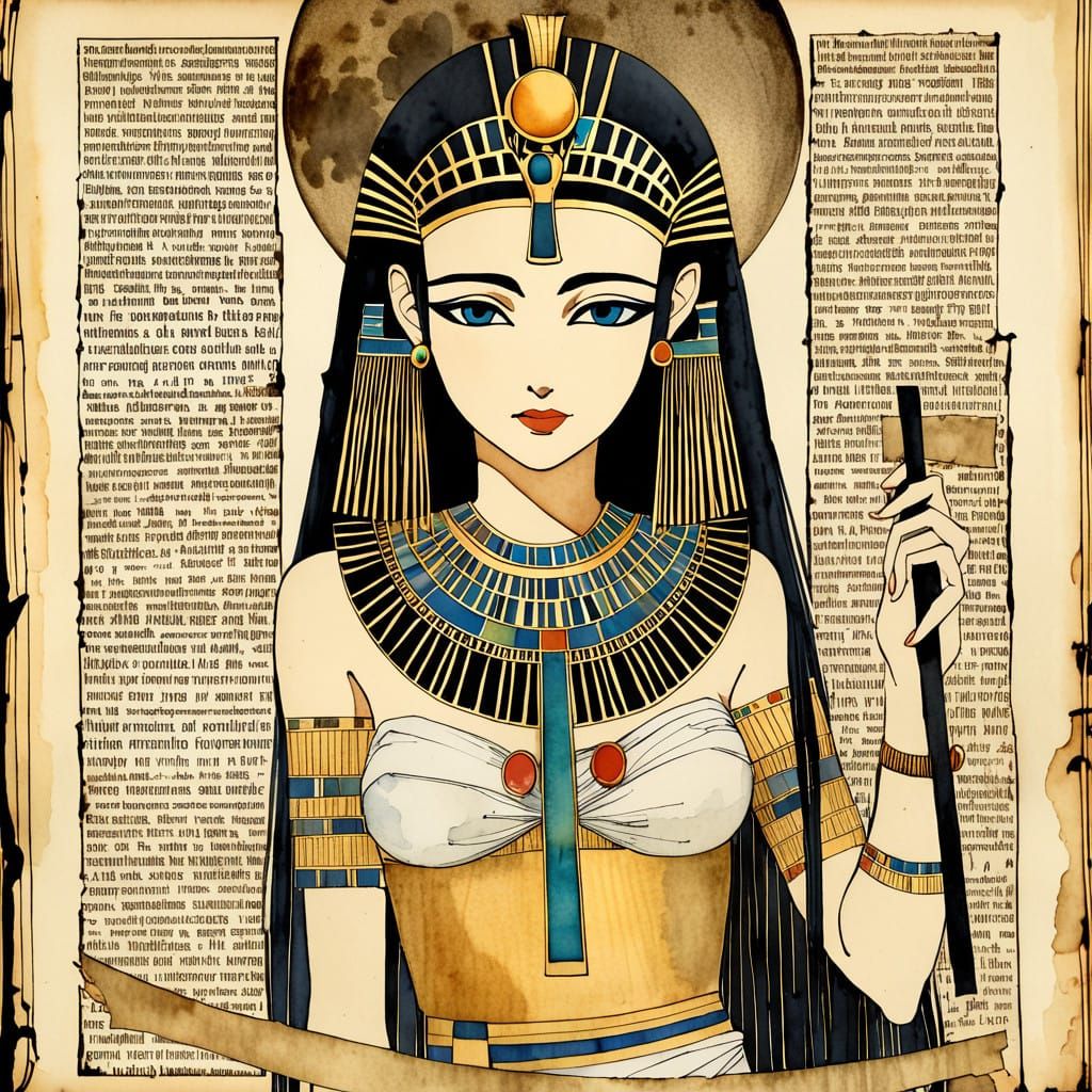 Ancient Goddess in Distressed Papyrus Aesthetic
