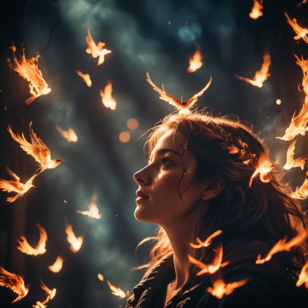 Burning Bird of Love: Cinematic Film Still