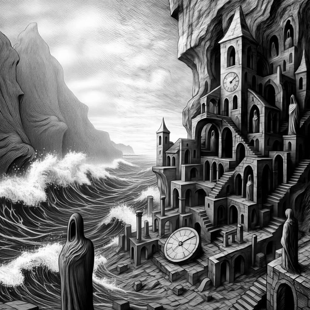 Dynamic Ocean Waves Crashing on Shore