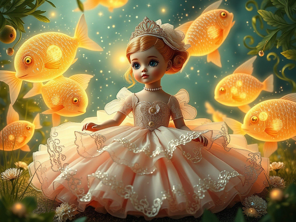 Barbie in Art Nouveau Gown with Cosmic Fish