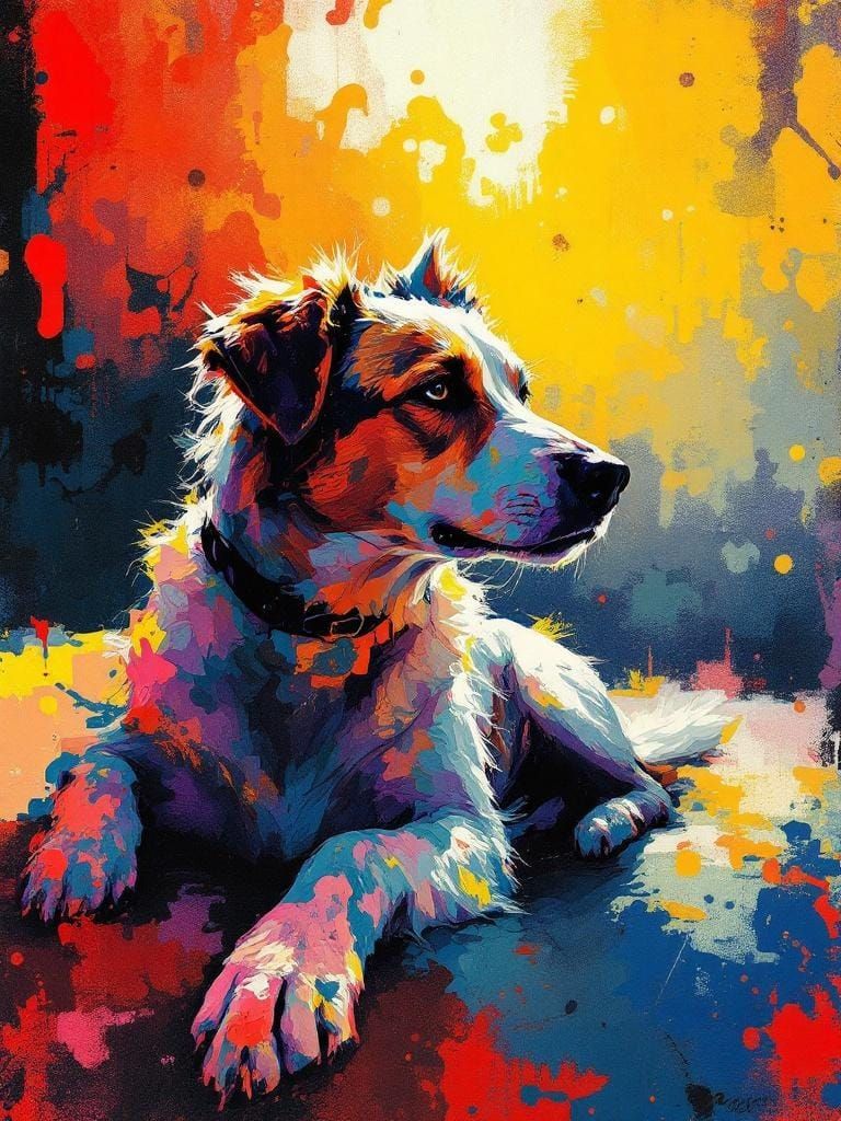 Dog in Sunlight: Alla Prima Painting with Mimeograph Texture