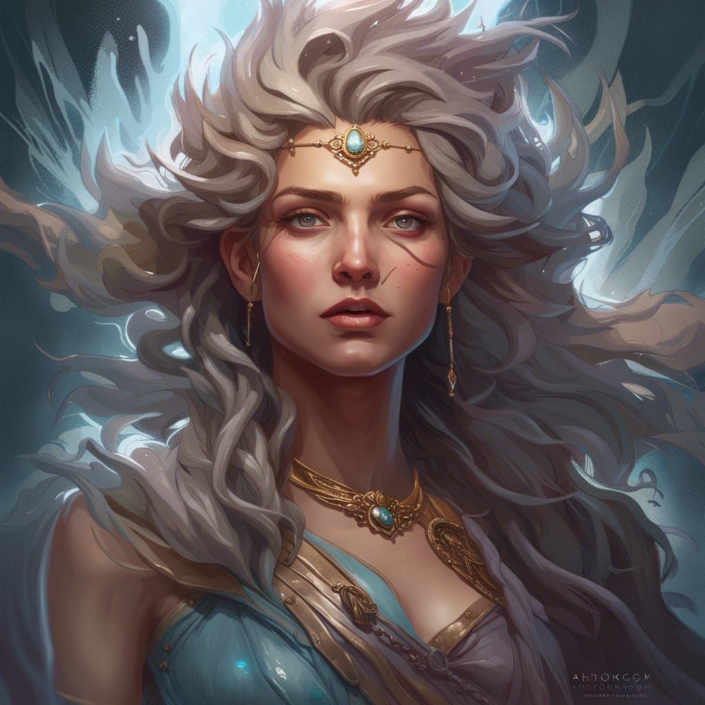 Queen of Storms Portrait in Art Nouveau Style