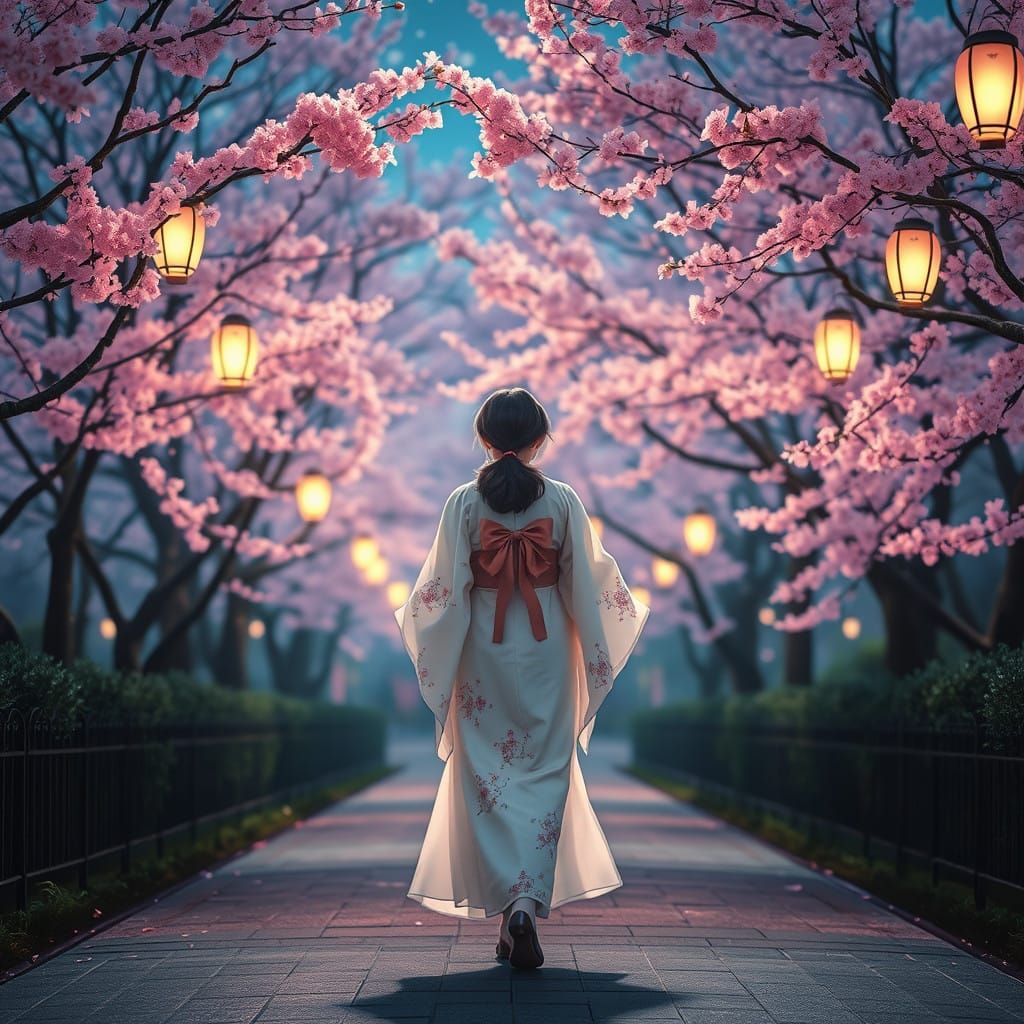 Whispering Cherry Blossoms in Tokyo Twilight