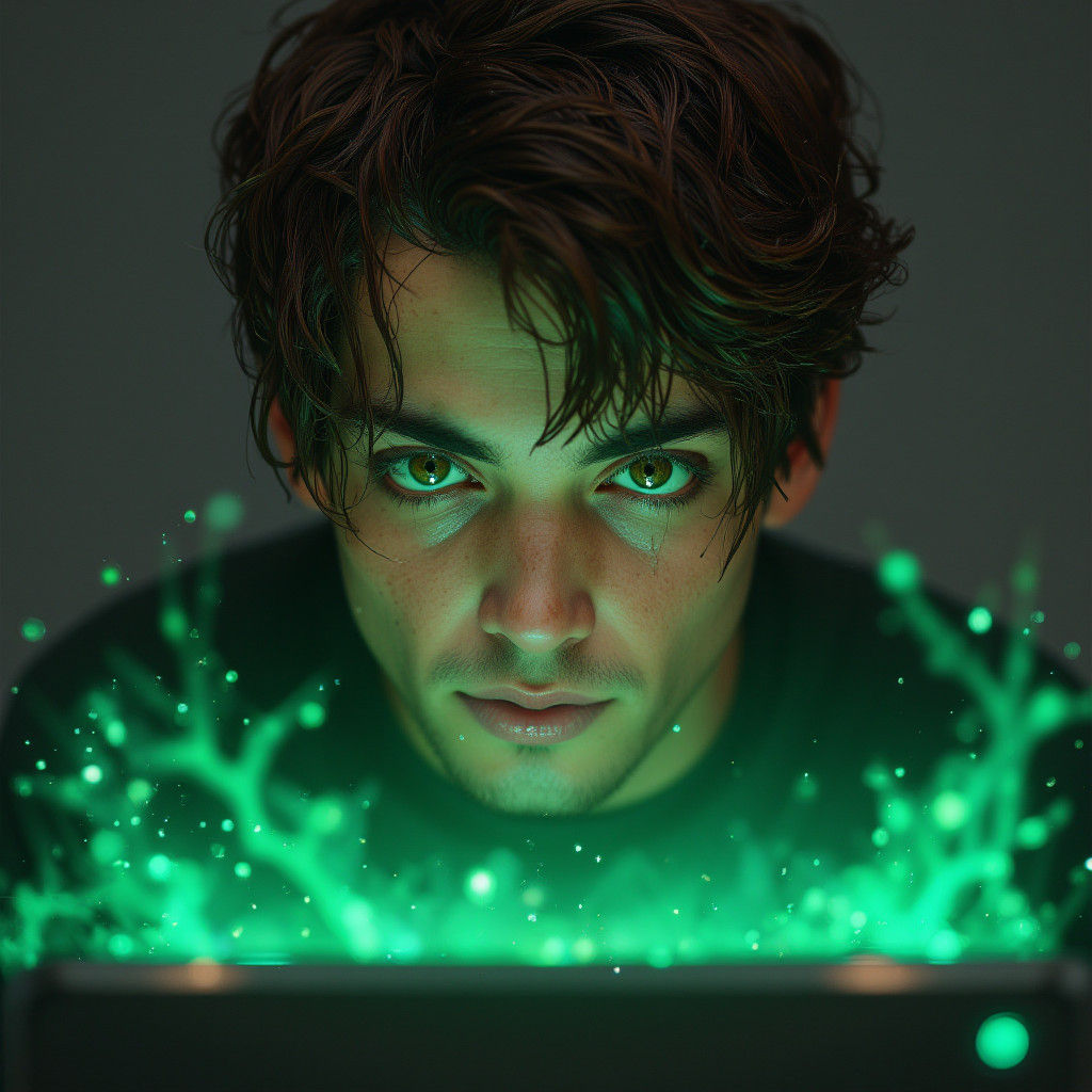 Ethereal Green: A Digital Portrait in Hyperrealism