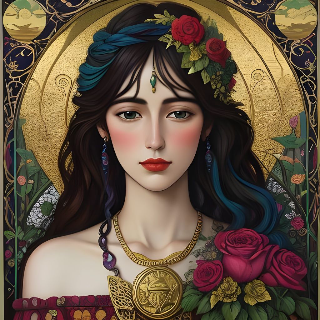 Whimsical Balloon Floating Dreamer Portrait in Mystical Gard...