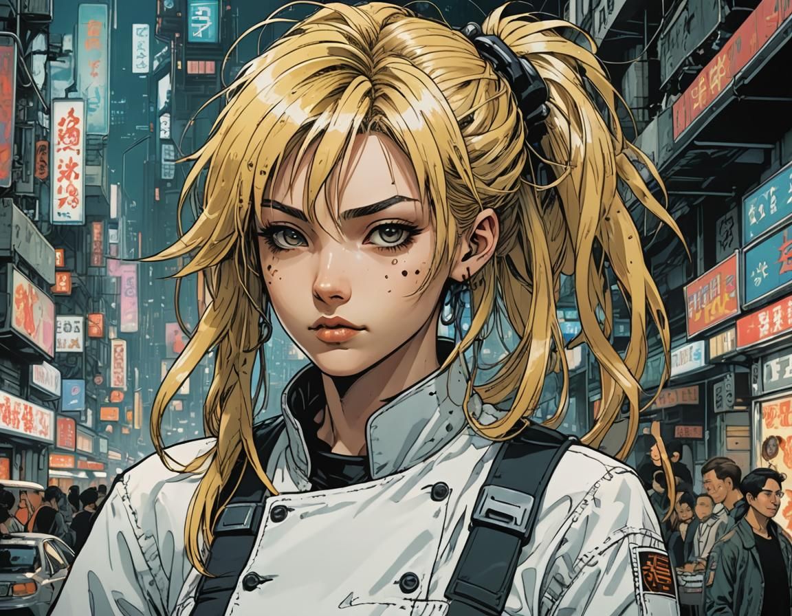 Cyberpunk Woman in Urban Setting