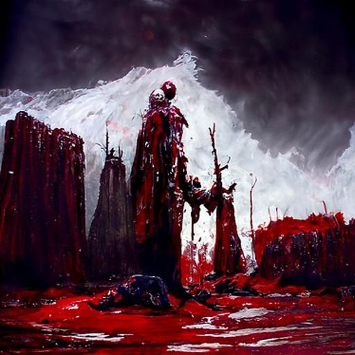 Blood Landscape in Gothic Horror Style