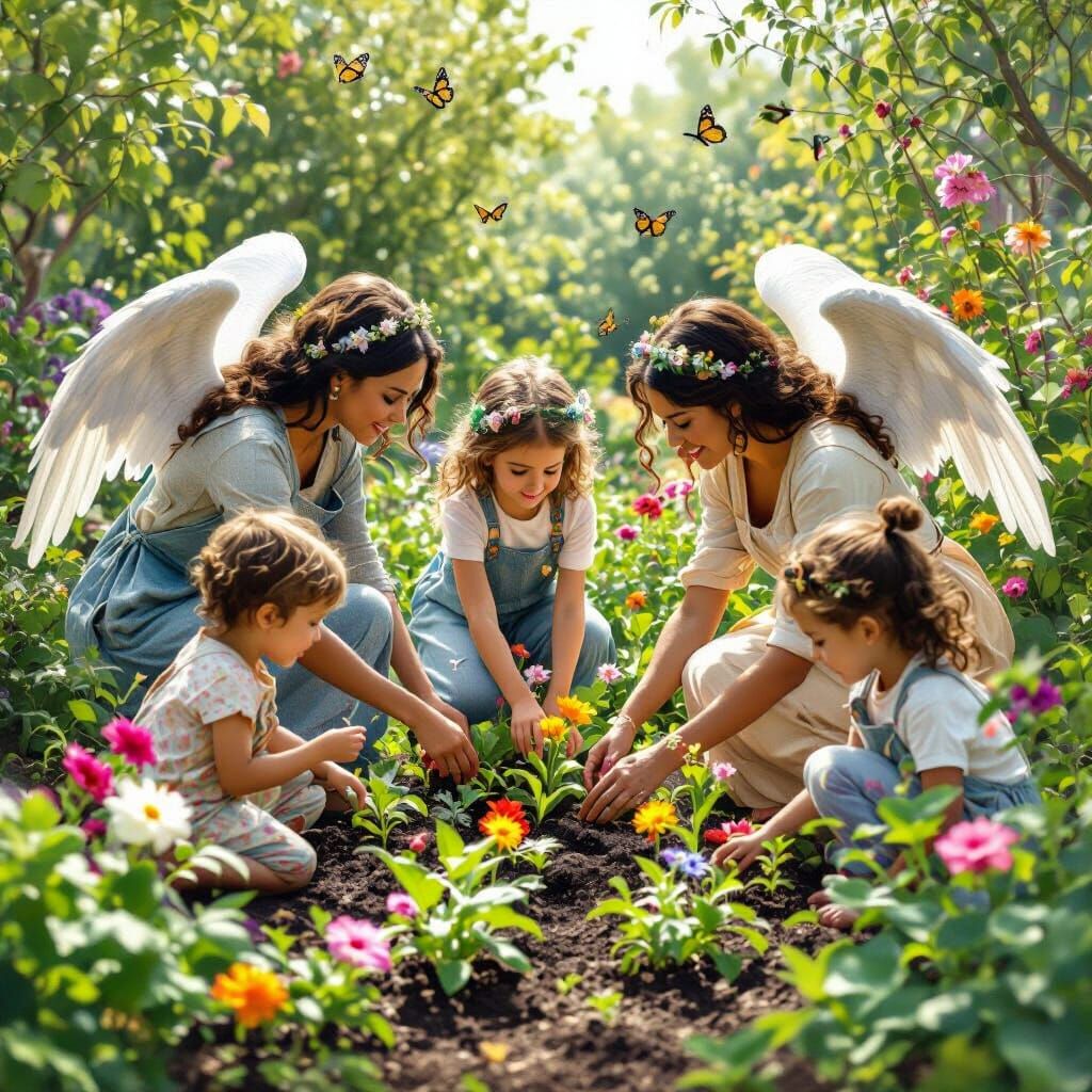 Angels in the Garden: Renaissance Art Nouveau Blend