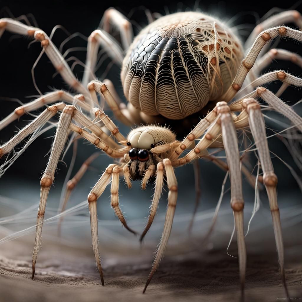 Photorealistic Spider-Beast Creature with Fractal Webbing