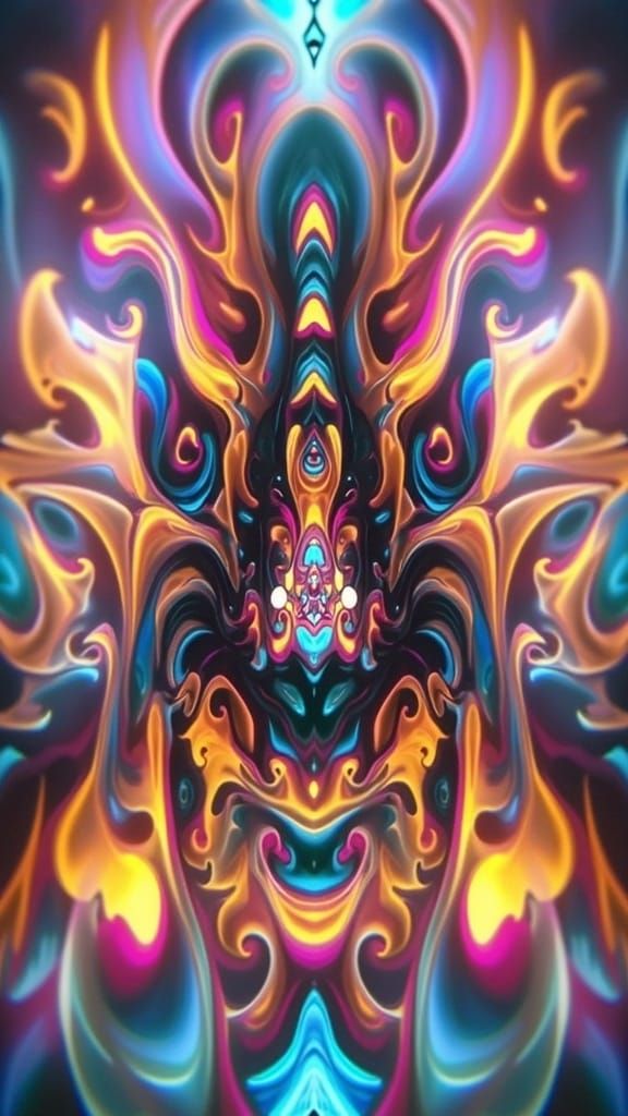 Neon Fractals in Retro-Futuristic Holographic Display