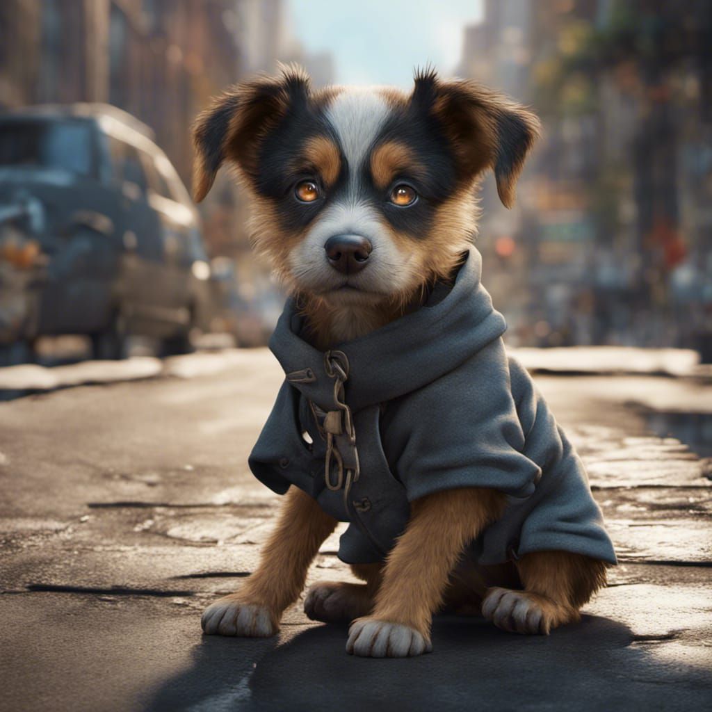 Homeless Puppy with Pleading Eyes: Fantasy Art