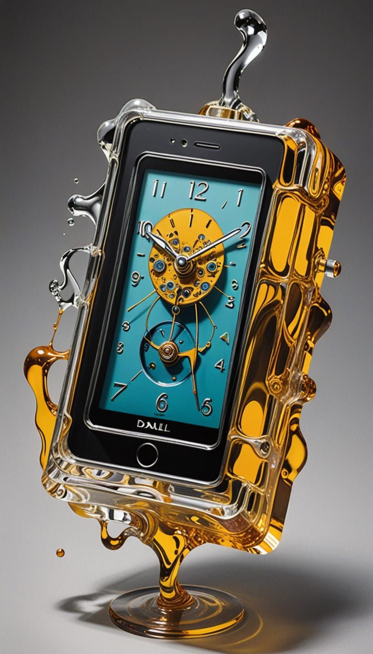 Surreal Melting Phones and Watches in Cubist Style