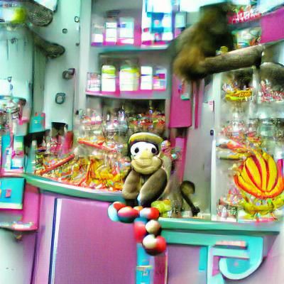 Monkey in a Vibrant Candy Shop