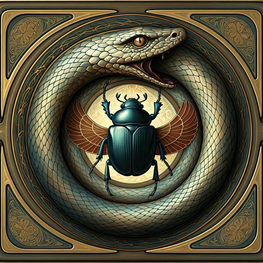 Ouroboros with Scarab in Art Nouveau Style