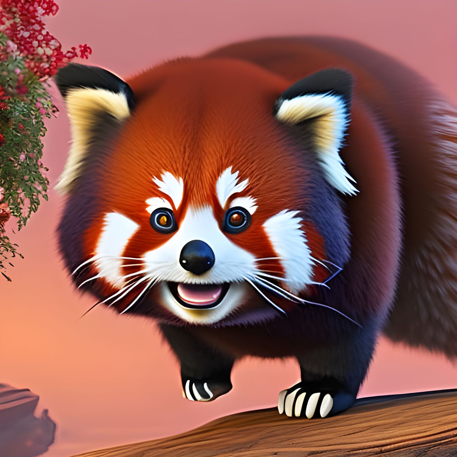 Chubby Red Panda in Pixar CGI Style