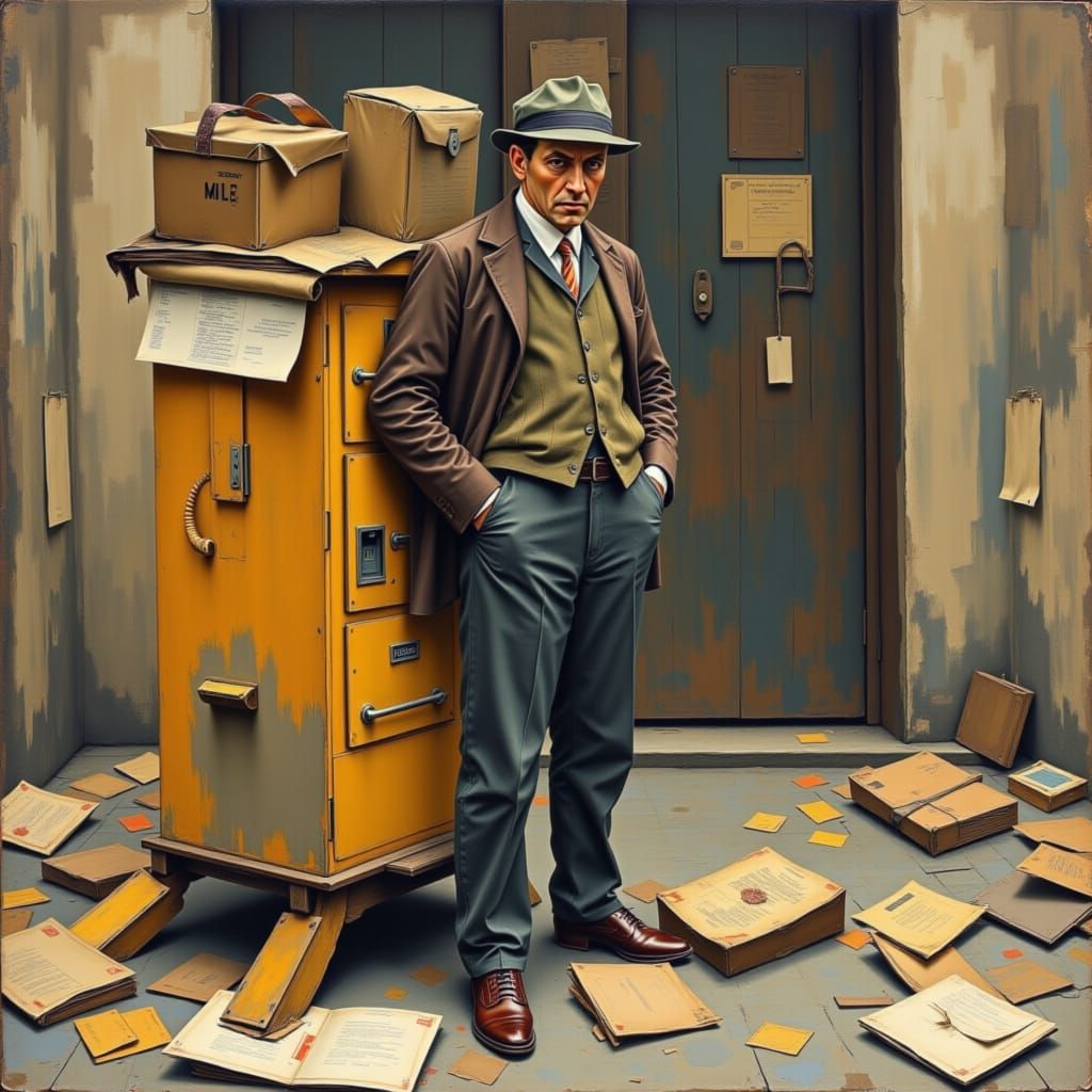 Nostalgic Postal Worker Illustration in Rockwell Style